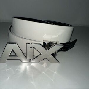 Armani Exchange White Belt with Silver Buckle. Excellent condition.